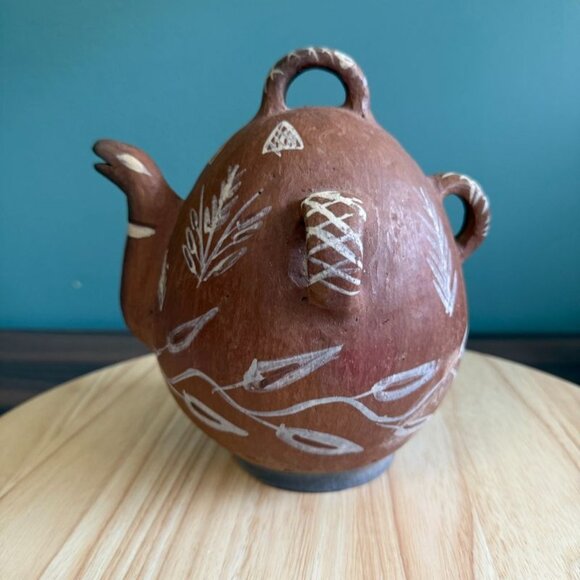 Vintage Peruvian Quinua Vessel Pitcher Zoomorphic Rustic Jug Red Clay Pottery P - Picture 6 of 10